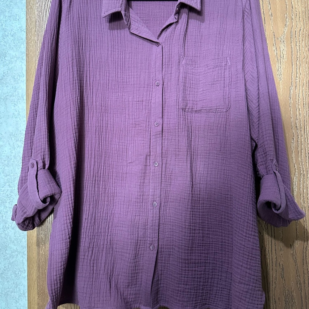Anne Klein Casual Button Down Shirt in Purple